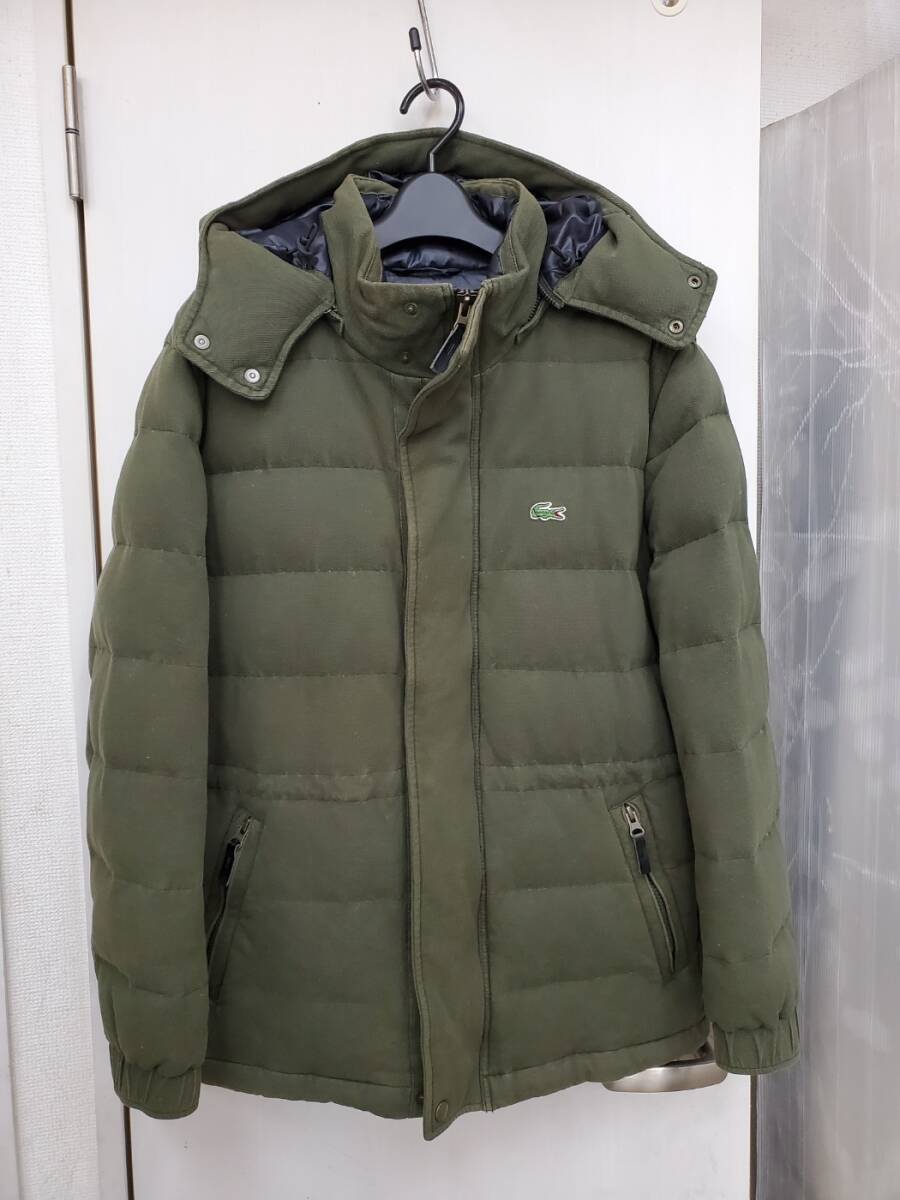 LACOSTE ラコステ ダウンコート フード取り外し可能 ダウンジャケット グリーン 緑 50/4 Lサイズ相当 BH320E 検) コットンピケ フーディー拍卖