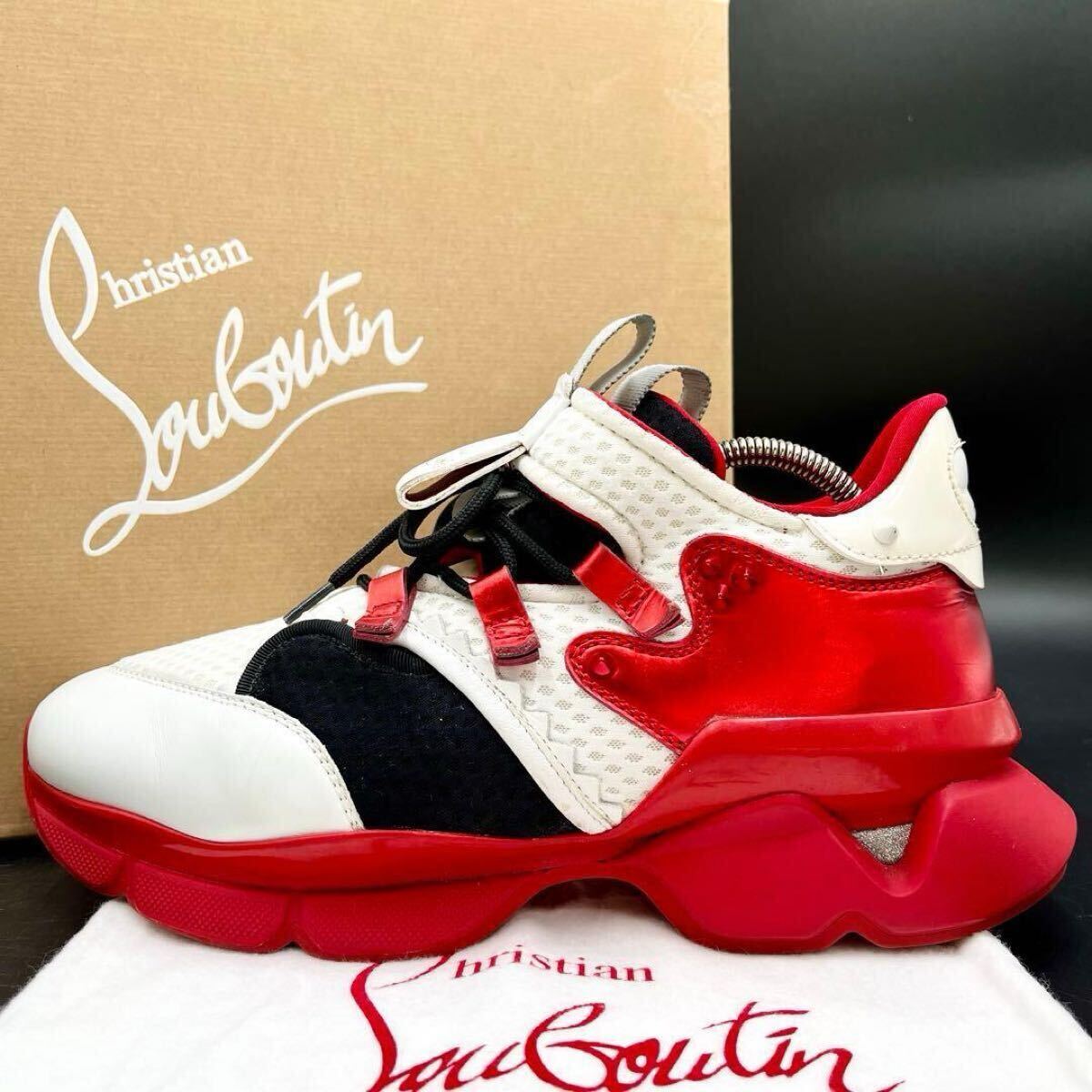 1円 【美品】 Christian Louboutin クリスチャンルブタン レッドランナー スパイクスタッズ レザー メンズ スニーカー シューズ 靴 26.5cm拍卖