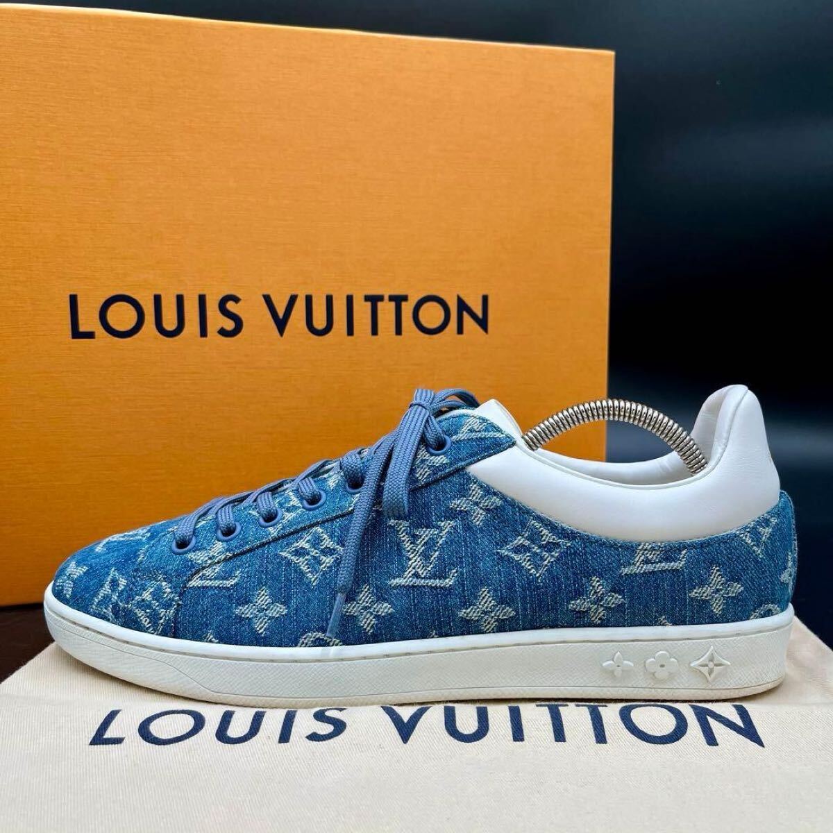 1円 【未使用級】 LOUIS VUITTON ルイヴィトン ルクセンブルク モノグラム デニム インディゴ メンズ スニーカー 靴 シューズ 26cm相当拍卖
