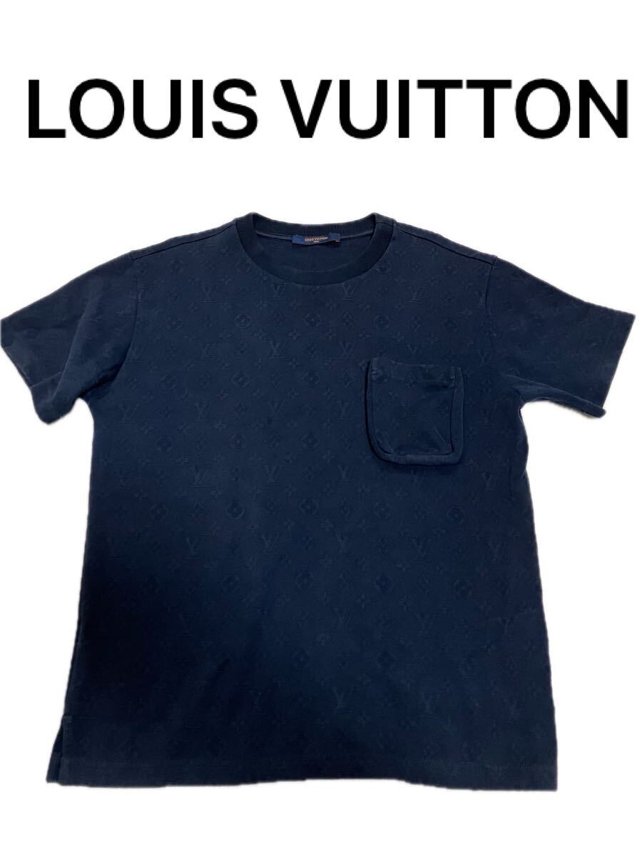 美品 LOUIS VUITTON ルイヴィトンコットン モノグラム シグネチャー 3Dポケット 半袖Tシャツ トップス カットソー RM202Q ネイビー 拍卖