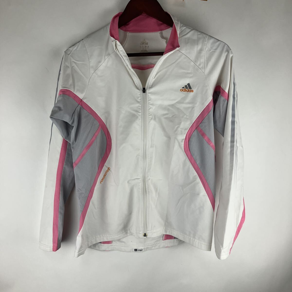 adidas アディダス ホワイト スポーツウェア ウインドブレーカー ピンク 白 ジャージ M ナイロンジャケット拍卖
