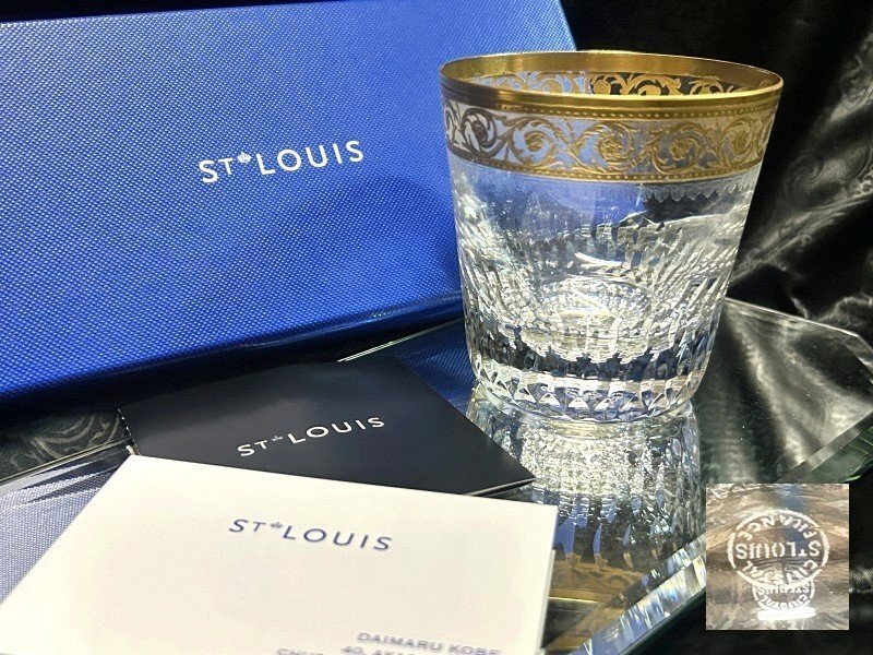 ◇フランス王室御用達【St Louis サン・ルイ “Thistle” シスル タンブラー/ゴブレット金彩装飾】アール・ヌーヴォー Q07426拍卖