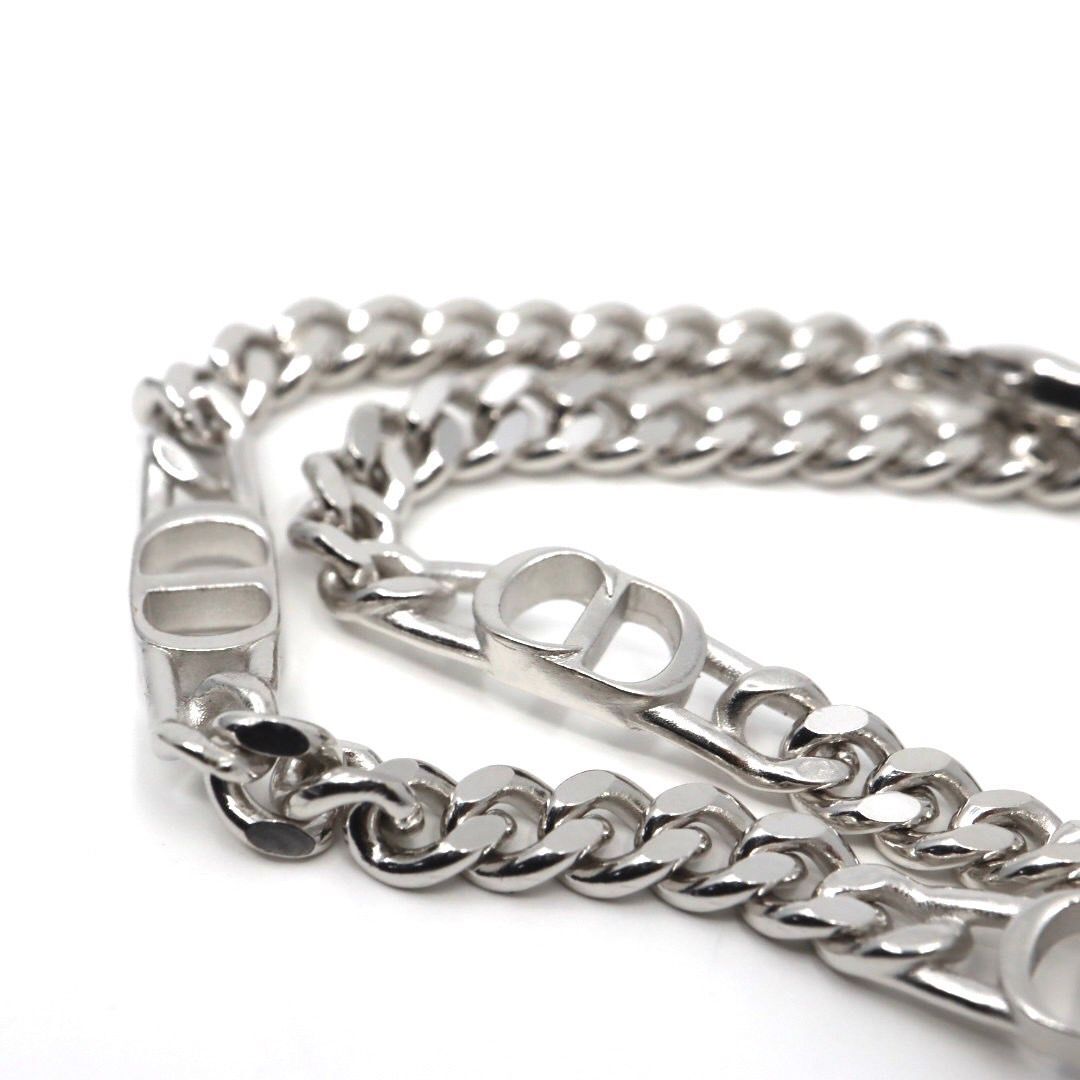 1円 極美品 クリスチャンディオール シルバー Christian Dior CD ロゴ チェーン ブレスレット sv925 ユニセックス アクセサリー 現行ロゴ拍卖