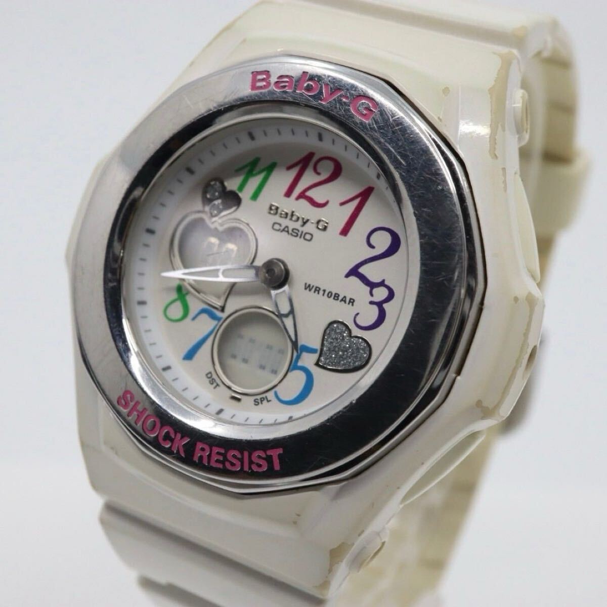 CASIO Baby-G BGA-101 ホワイト ハート アナデジ ベビージー レディース 腕時計 可愛い ショックレジスト WR10BAR 多機能モデル カシオ拍卖