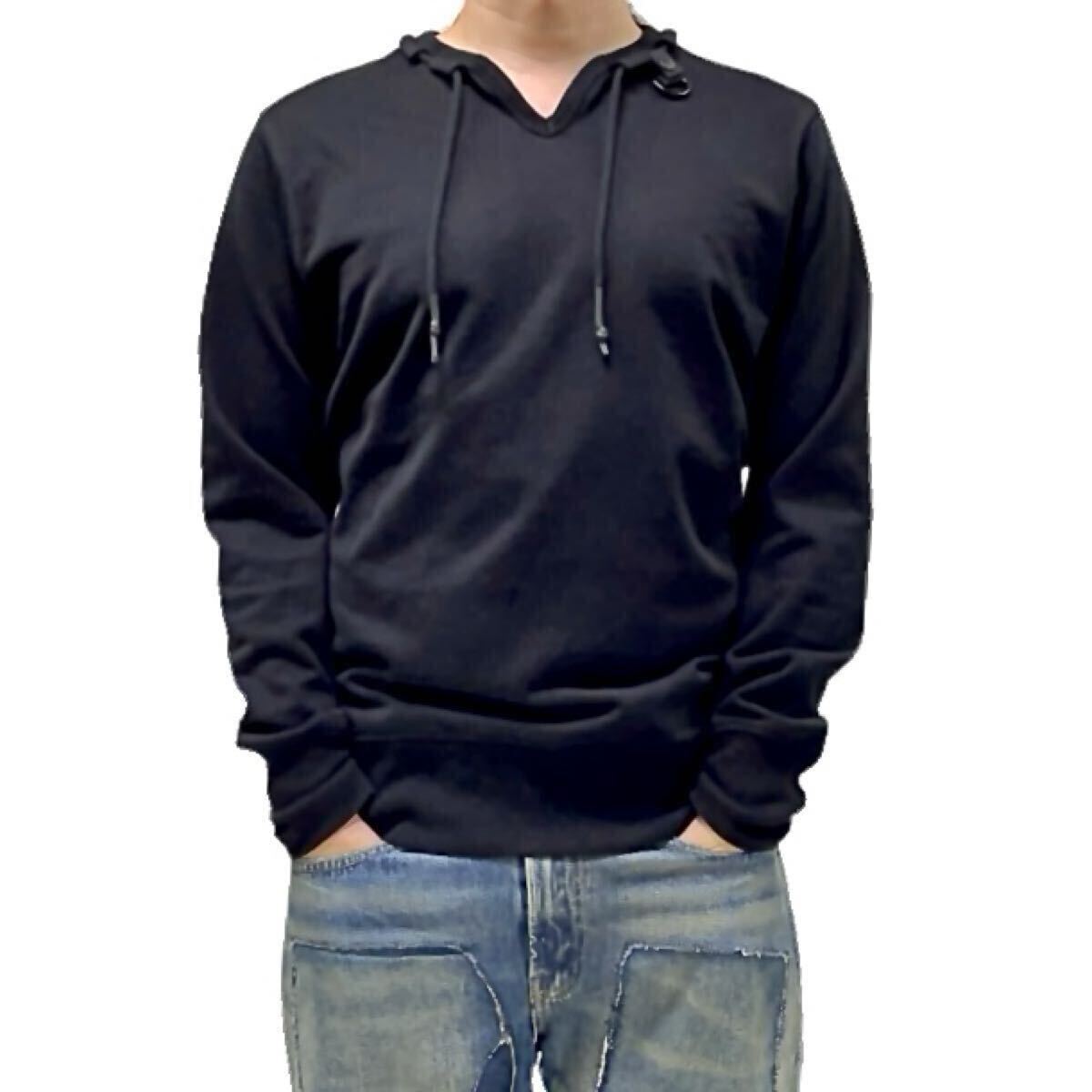 中古 Y-3 ワイスリー Yohji Yamamoto ヨウジヤマモト adidas アディダス T字ネック ドローコード 長リブ スウェット トレーナー ブラック M拍卖