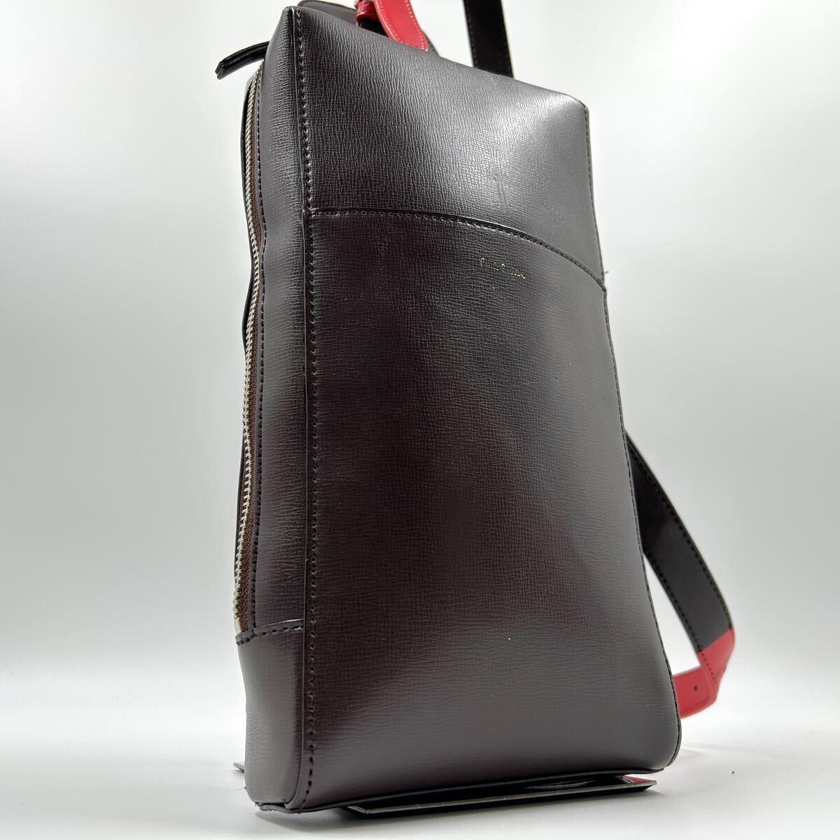 【希少】ポールスミス Paul Smith ショルダーバッグ 斜め掛け クロスボディ メンズ カラードチップ レザー ロゴ ブラウン 通勤 ビジネス拍卖