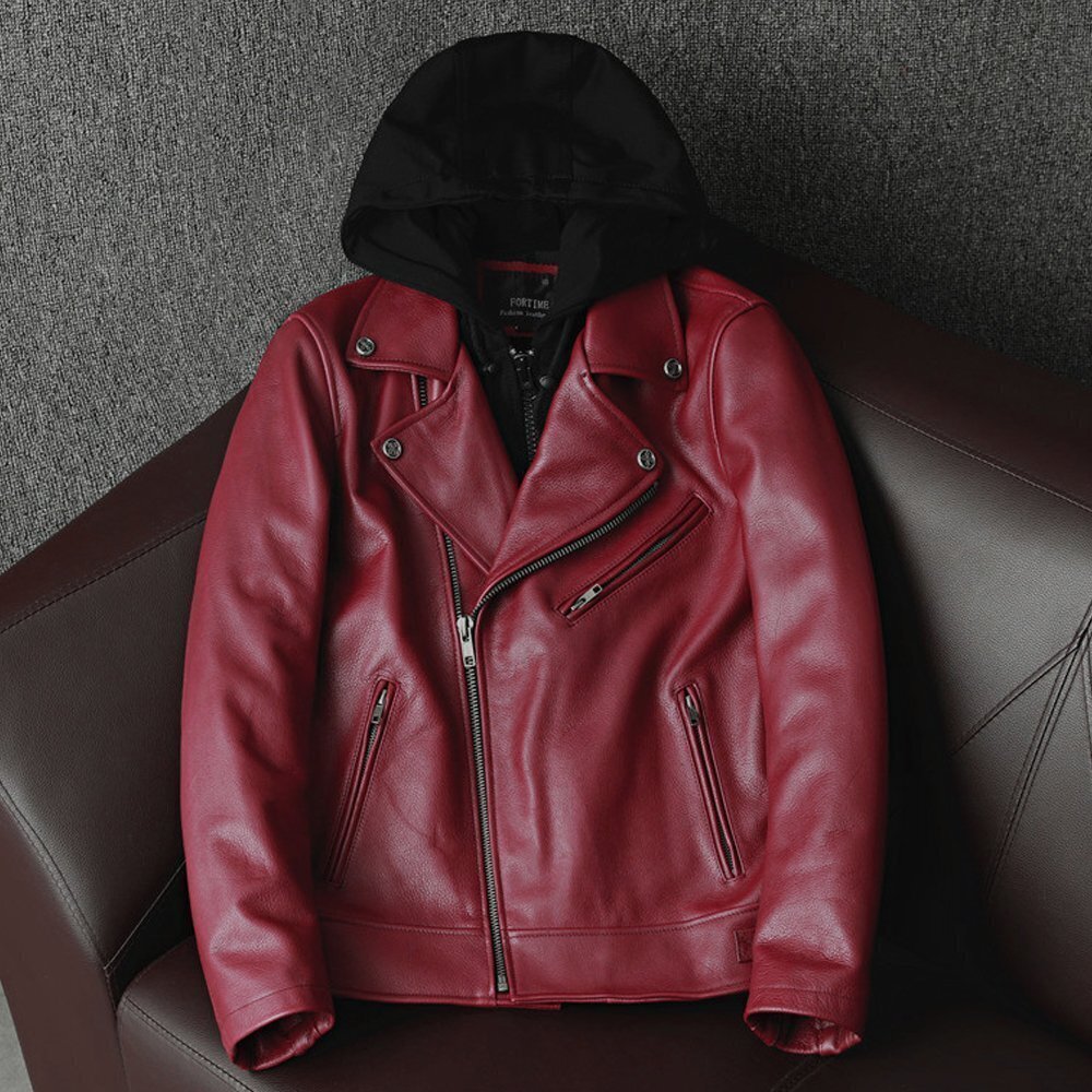 本革ライダースジャケット メンズファッション 牛革 革ジャン シンプル レザージャケット オートバイの防風コート拍卖
