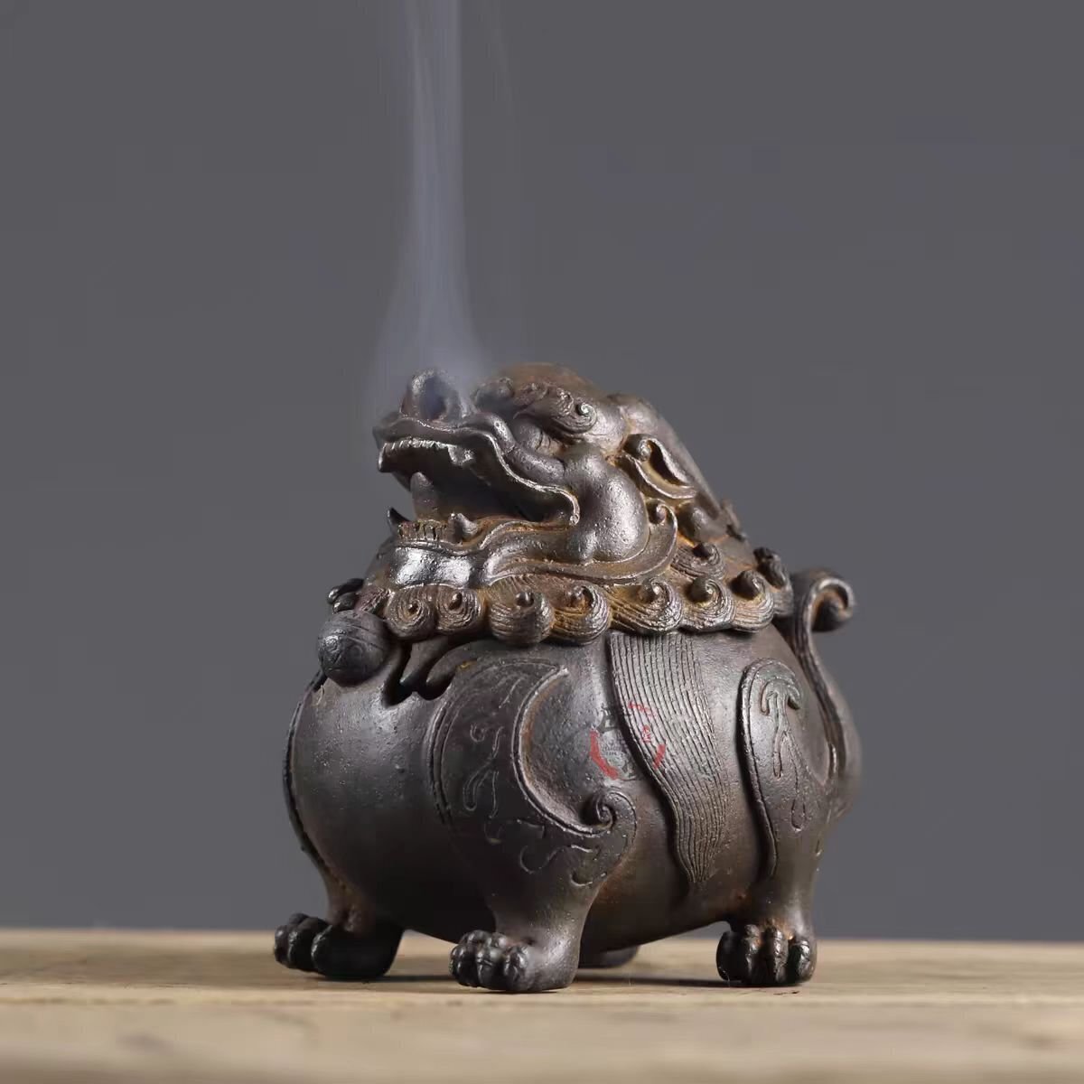 獅子香炉 国内稀少 香炉 古風 置物 香薫炉★鉄製拍卖