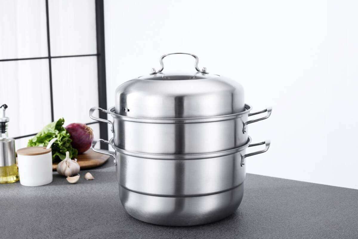 新品★蒸し器 三段 30cm 大容量 ステンレス せいろ 蒸籠 IH対応 ガス火対応 蒸し鍋 スチーム調理器両手鍋蓋付きステンレス鍋 調理鍋拍卖