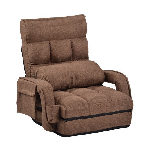 リクライニング 14段ギア リクライニングチェアー ファブリック 座イス おしゃれ 椅子 チェアー いす イス コンパクト【ブラウン】拍卖