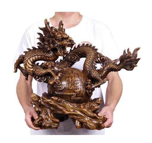 新作★ 高品質龍彫刻精工オフィス装飾風水祥龍置物テ〔一工芸品事務所置物開運金を招く事務室の置物精密細エリピング置物工芸彫刻拍卖
