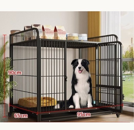 ペットケージ 屋根付き カゴ ドッグクレート 大型犬 中型犬トイレ ノイズ防止 4輪 錆びにくい 亜鉛メッキ 大胆な四角いチューブ拍卖