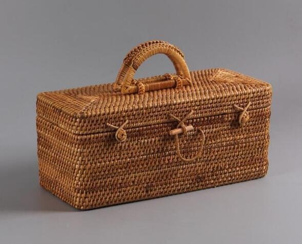 極美品★新作★竹工芸 提籃籠 收納盒 茶道具籠 茶具 竹細工 收納 未使用拍卖