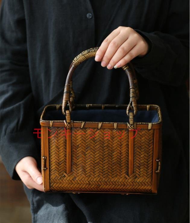 ★人気推薦竹編細工籠*收納籃*竹細工*竹工芸*收納*手作り*竹かごだけです*工芸品おしゃれ竹編み拍卖