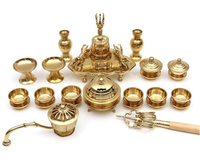 法具 一面器 六器一組 仏器一対 華瓶一対 塗香器 洒水器 金剛鈴 金剛盤火舎香炉 五鈷杵 三鈷杵 独鈷杵 全20種 護摩 真言拍卖