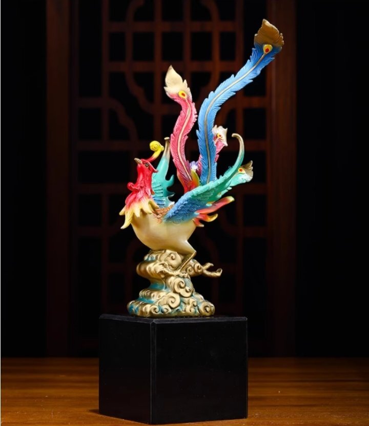 極美品★国内稀少!純銅 鳳凰 精工オフィス装飾風水祥不死鳥置物テ 工芸彫刻 装飾品 置物拍卖