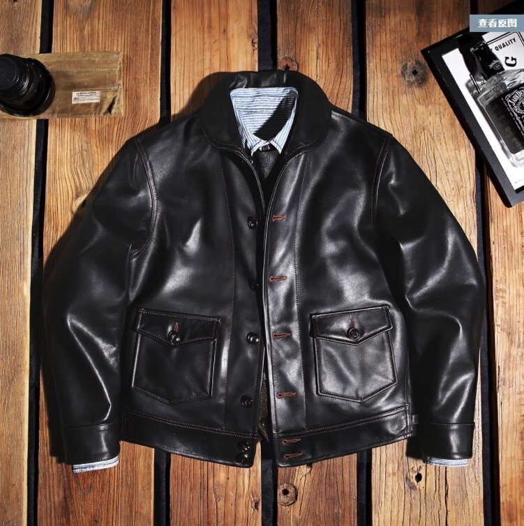 超美品★レザージャケット 牛革 シングルライダース 本革 革ジャン カウハイド カーコート バイクジャケット メンズファッション拍卖