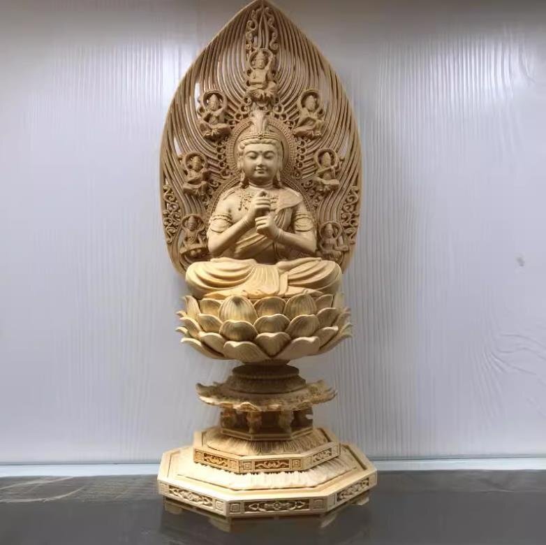 上品/綺麗 総檜材 仏教工芸品 木彫仏教 精密彫刻 仏師で仕上げ品 釈迦牟尼仏像 檜木 高約31cm拍卖