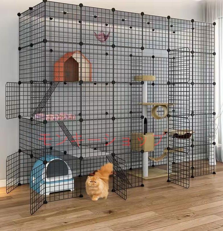 高品質 超大型 猫ケージ キャットケージ 猫用ケージ 屋内猫ベビーサークル、猫犬小屋金属ワイヤー犬小屋 小動物ケージ1~4匹の猫に最適拍卖