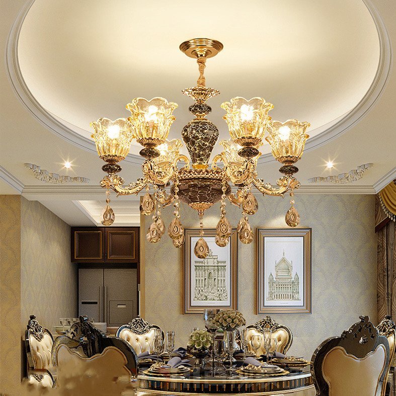 新入荷◆美品◆セレブ好物◆ 高級水晶ペンダントライト 洋風照明 陶器シャンデリア 北欧デザイン シーリングライト 天井照明 6灯拍卖