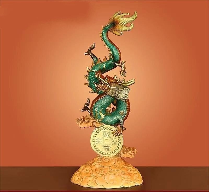 珍品★龍彫刻精工オフィス装飾風水祥龍置物テ 工芸彫刻 装飾品 置物拍卖