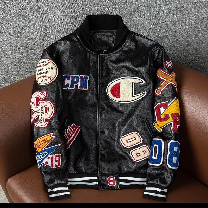 フライトジャケット 牛革 本革 カウハイド 革ジャン トップス ヤンキー レザージャケット 刺繍 S~6xl拍卖