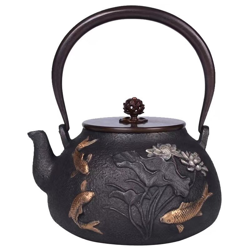 新品★銅製蓋 銅製取っ手 提梁壺★茶道具 手作 細工 ガス、電気コンロ、炭火 対応 鉄やかん★定番拍卖