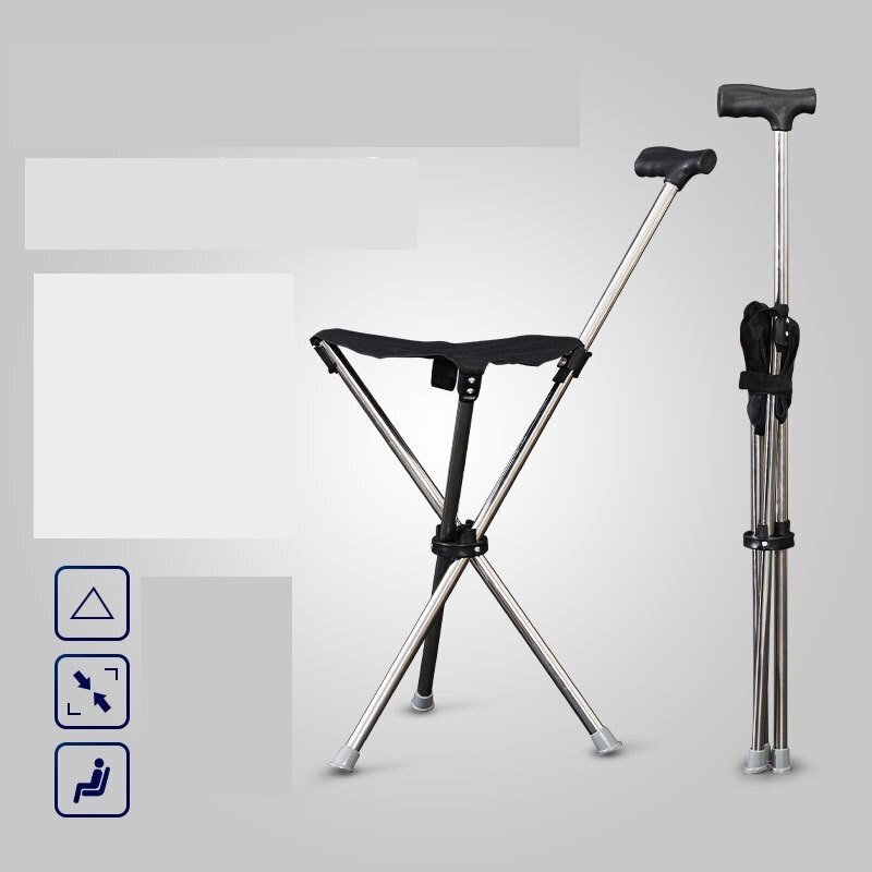 上質 ステッキチェア 軽量 折りたたみ イス杖 三脚 ステッキチェアー 椅子 イス 3本脚 休憩 女性 介護 座れる杖 座れるステッキ拍卖