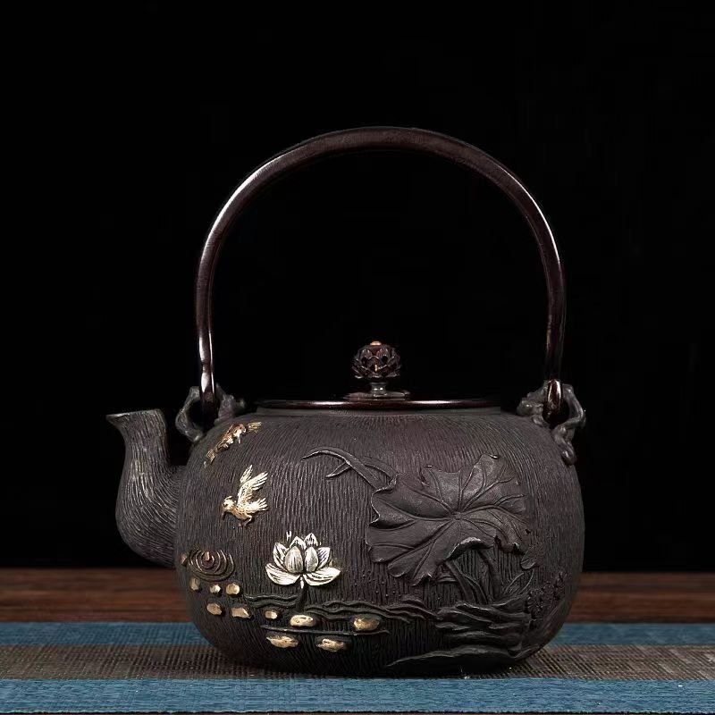 新品★ 老鉄瓶 鉄瓶 南部鉄器 未塗装鉄器 提梁壺 対応 鉄やかん 鉄分補給 鉄びん1200ml拍卖