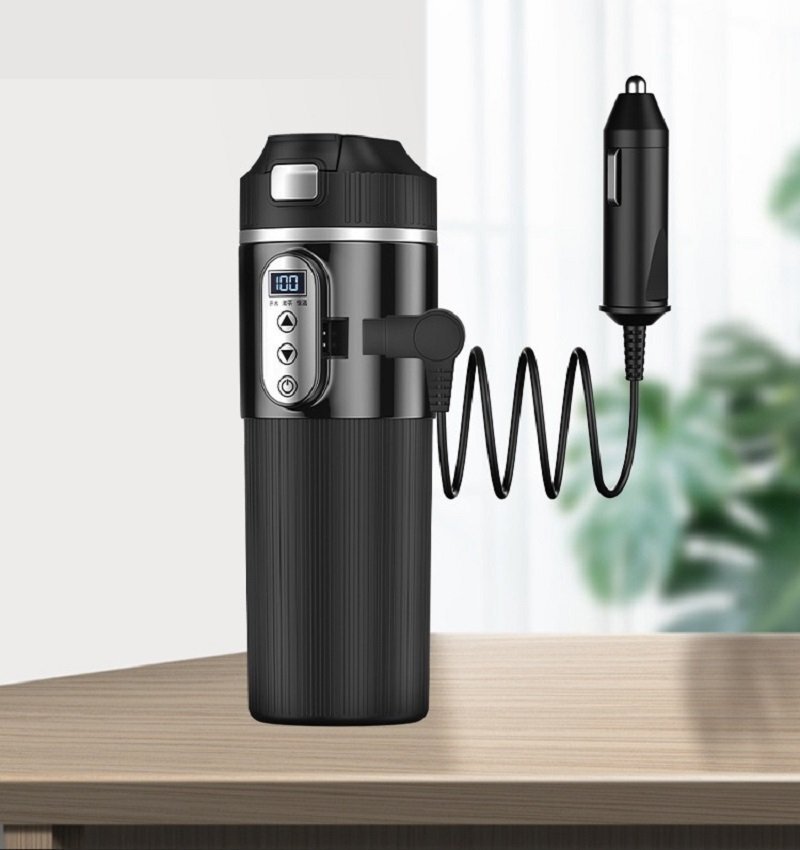 車載電気ケトル 500ml DC12V小型車 24Vトラック兼用 保温 断熱 車用 湯沸し器 電気ポット 温度表示 304ステン レス鋼 車中泊拍卖