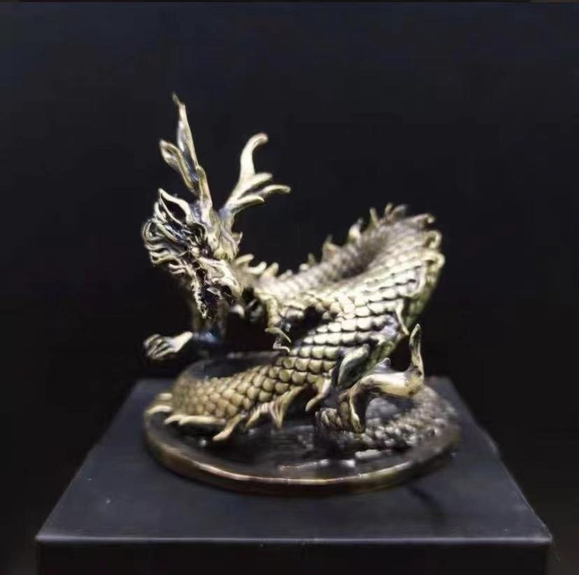 新入荷☆龍 置物 神龍 黄 龍 置物 金運アップ 風水 開運グッズ 縁起物 銅製拍卖