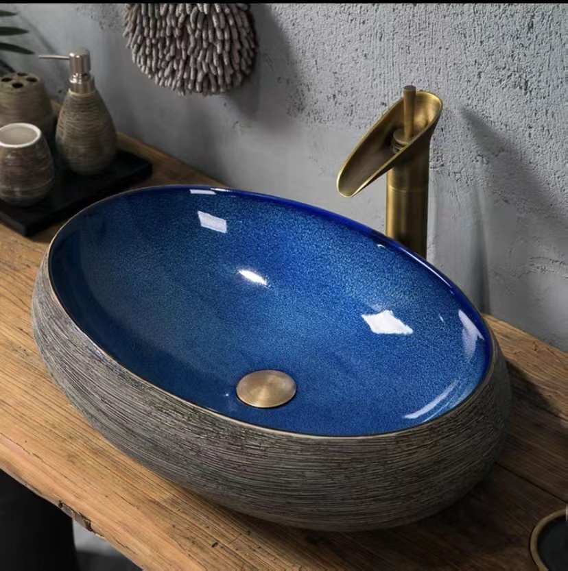 豪華洗面ボウル 陶器 デザインシンク 洗面台 トイレ 手水鉢 手洗器 手洗い鉢 洗面器拍卖
