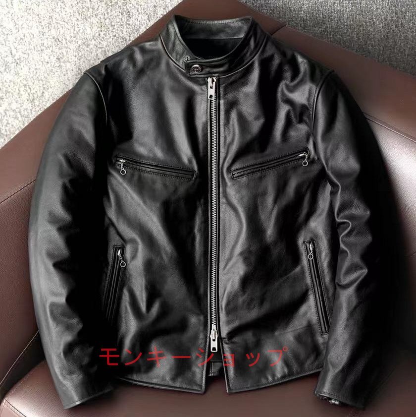 牛革 レザージャケット シングルライダース 革ジャン 本革 メンズファッション 機関車 S~5XL拍卖