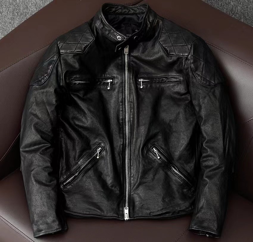 ライダースジャケット シングルライダース バイクレザー シープスキン羊革 本革 革ジャン レザージャケット メンズファッション S~5XL拍卖