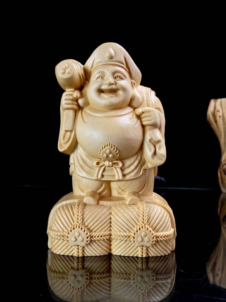 木造仏像 七福神 大黒天 置物 布袋 木彫り 大黒天木彫 布袋大黒天拍卖