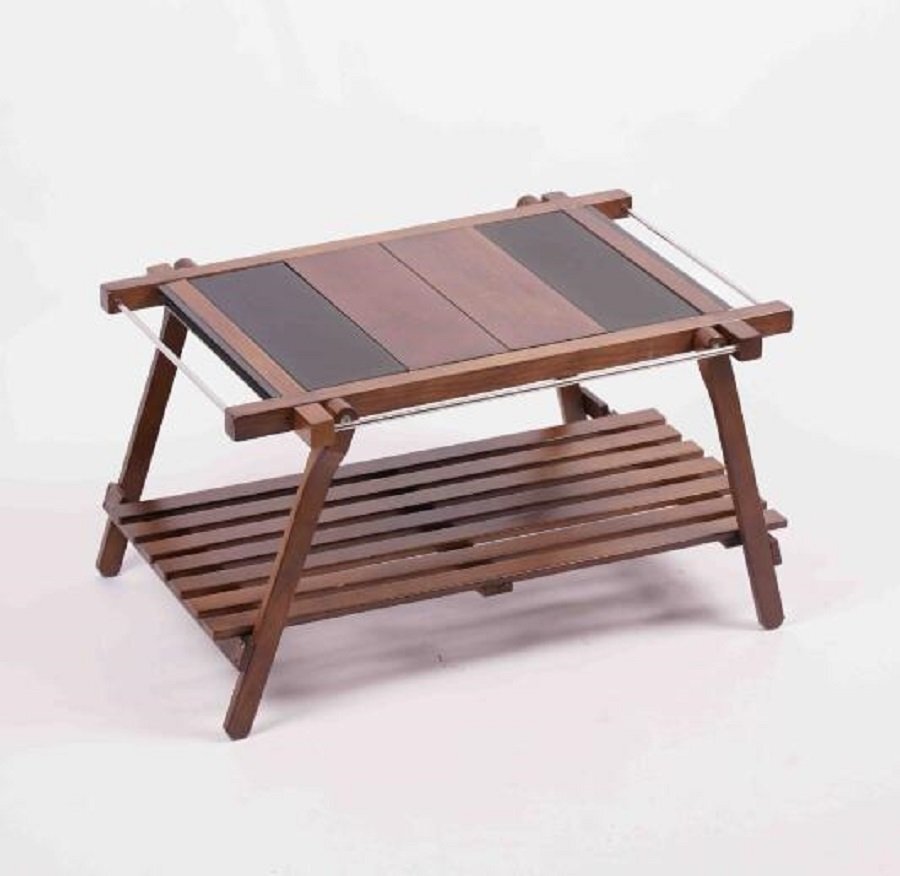 高品質 木製 折りたたみ IGT規格 2段テーブルフレームと天板5枚 セット 超軽量5kg 多機能 キャンプアウトド ア 収納付き75×50×40cm拍卖