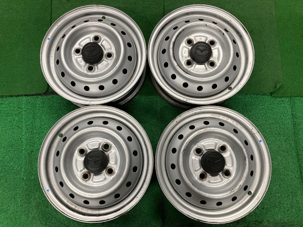 □8873 マツダ 純正 スクラム 等 ( スズキ エブリィ ) 12インチ 3.50B +45 4H 100 スチールホイール 4本拍卖