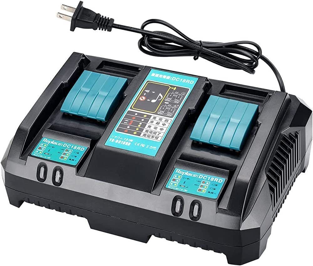 DC18RD 2口 互換充電器 マキタバッテリー 対応 bl1430 bl1440 bl1450 bl1460 bl1830 bl1840 bl1850 bl1860 bl1430b bl1460b bl1830b bl184拍卖