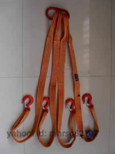 品質保証2本吊り ベルトスリング スリングベルト 作業用 荷吊り 合金鋼製フック付き リング付き ポリエステル製 2m 耐荷重2t拍卖