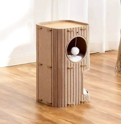 【冬用保温】多段キャットタワー 閉鎖式猫ハウス付き スクラッチポスト一体型 2段猫の隠れ家 冬季保暖猫ベッド拍卖
