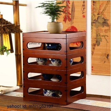 竹製多層収納ボックス収納物茶器多宝閣茶餅箱天板茶棚茶棚収納棚茶台拍卖