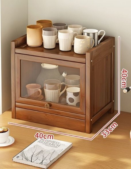 防塵カップ収納棚水カップ収納棚カップ棚茶器カップコーヒーカップキッチン竹収納ボックス拍卖