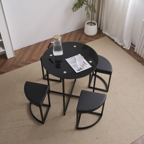 ダイニングセット 食卓セット ダイニングテーブルセット4人用 ダイニングテーブルとスチールセット 4人掛け ガラス 1.4拍卖