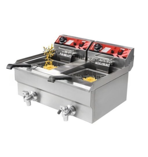 10L+10L二連電動商用電気フライヤー 大容量 201 ステンレス製 電気フライパン チキンの唐揚げ・チキンウイング .ポテトチップス用 フライ機拍卖