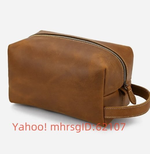 シンプルな新型本革ハンドバッグ狂った馬皮多機能洗面バッグ男女兼用旅行ポーチ牛革バッグ拍卖
