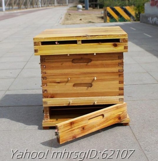 【加厚杉木製】中蜂用 格子箱 煮処理 養蜂箱 3段式 側面ドア付き 観察窓1個付属拍卖