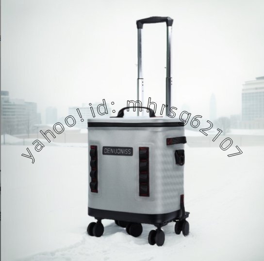 32Lアウトドア 保冷ボックス 大型 引き出し式ハンドル & キャスター付き 取り外し可能 ピクニック クーラーボック拍卖