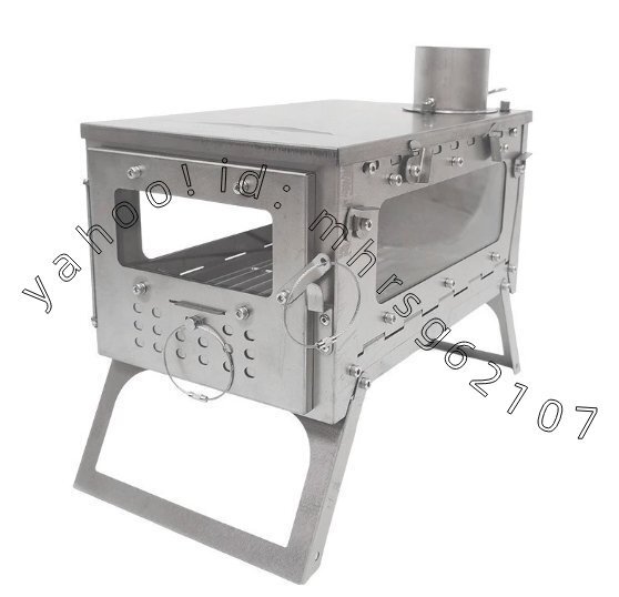 ステンレス単ガラス折りたたみ式ポータブル薪ストーブアウトドアテントキャンプ徒歩リュックサックストーブ拍卖