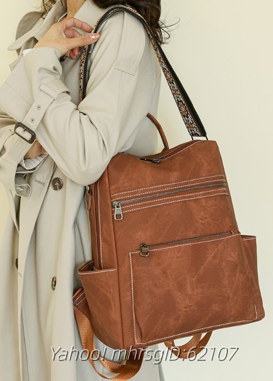 レディース 軽量 ビンテージ風 大容量 デイパック 両手持ちショルダー兼用バッグ拍卖