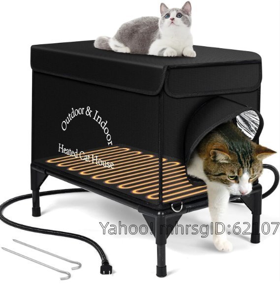 屋外ペットハウス 防雨水・防寒・高床式 断熱猫小屋 安全な両面脱出口付き 室外用キャットシェルター拍卖